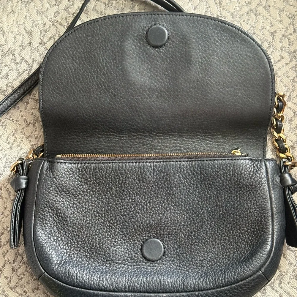 Tory Burch Harper Black Leather Crossbody Saddle Bag